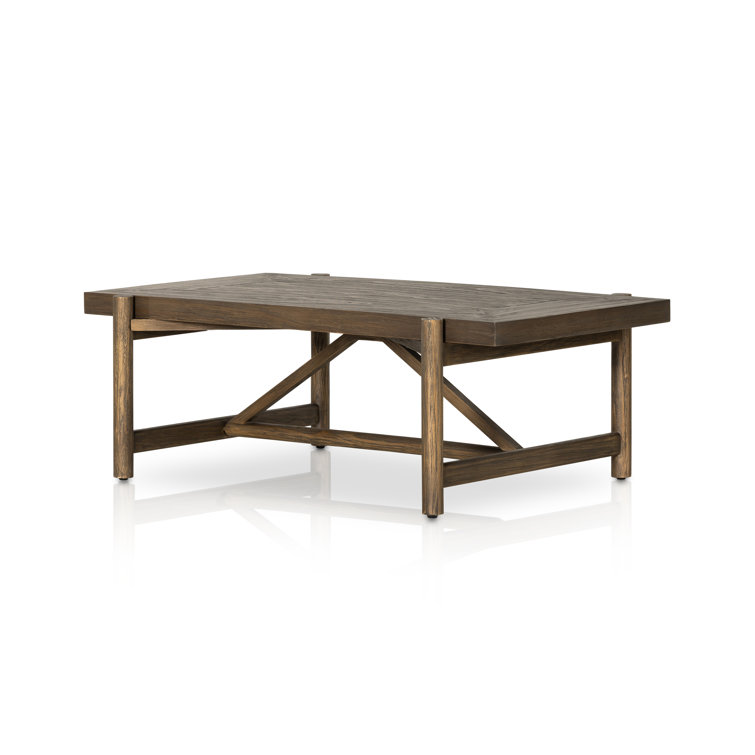 Sienna Brown Rectangular Wood Coffee Table with Storage