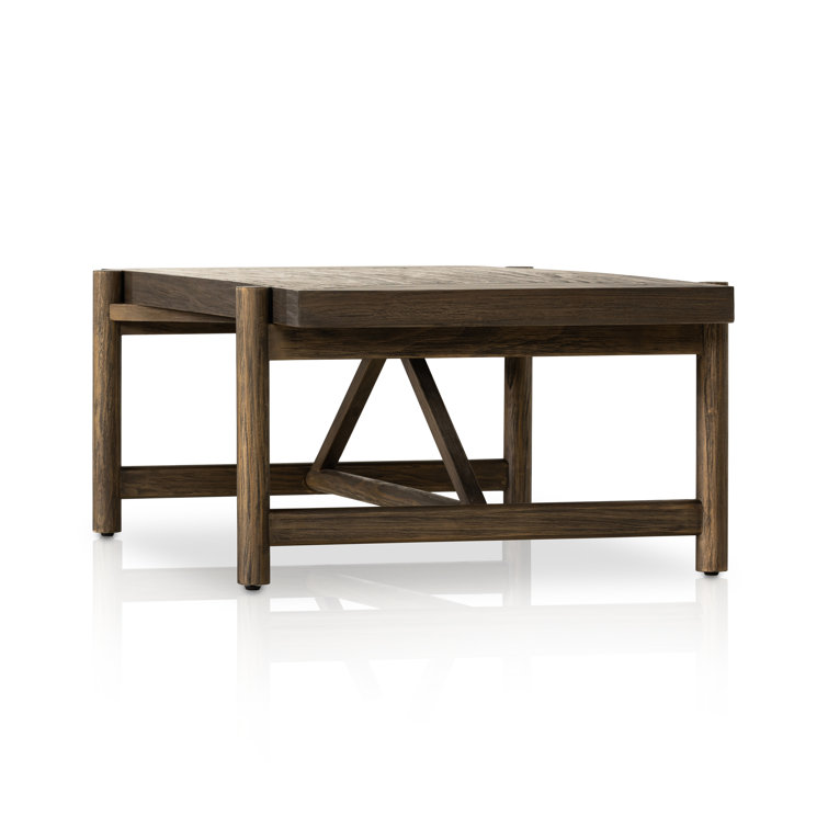 Sienna Brown Rectangular Wood Coffee Table with Storage
