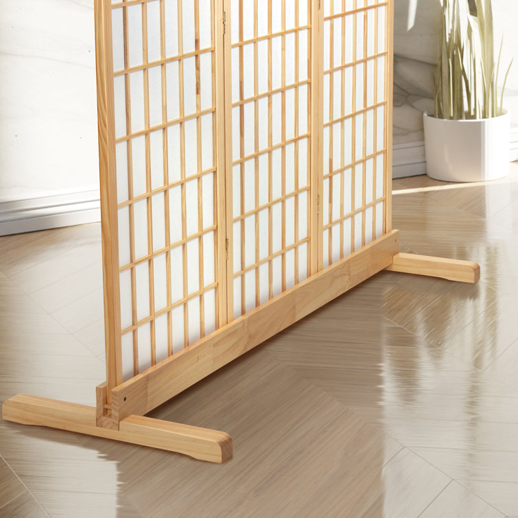 Natural Wood 3-Panel Room Divider Stand