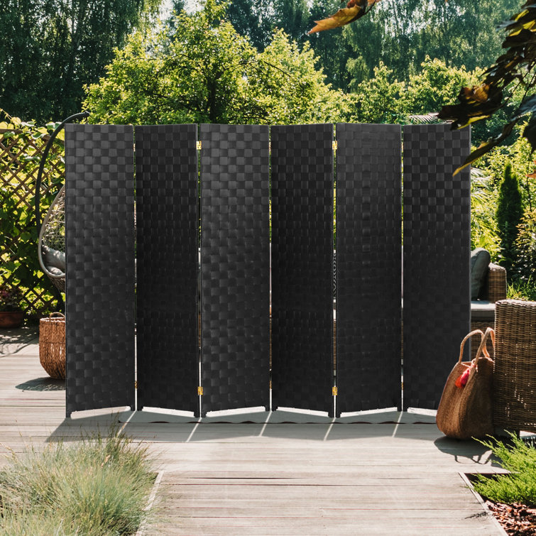 Black Woven Vinyl 6 ft. Tall Folding Room Divider