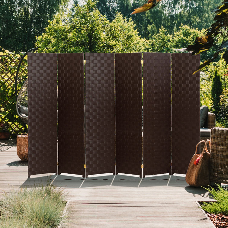 Black Woven Vinyl 6 ft. Tall Folding Room Divider