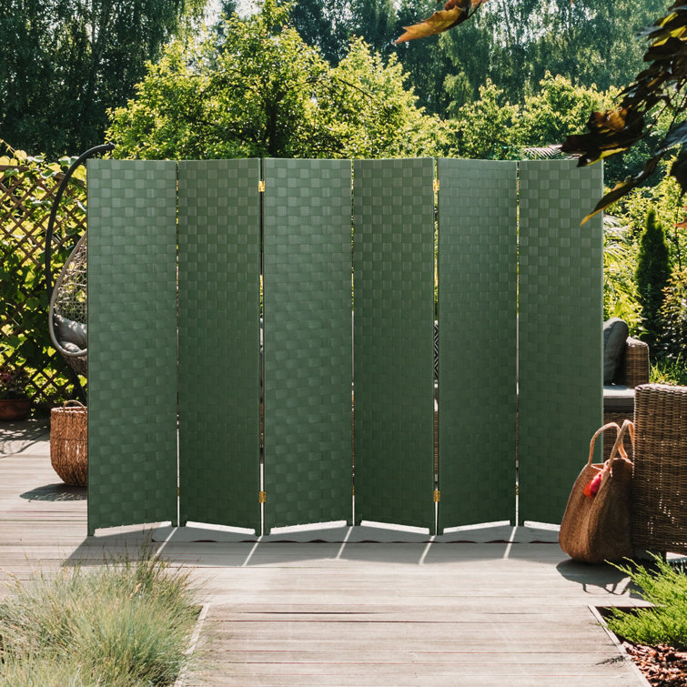 Black Woven Vinyl 6 ft. Tall Folding Room Divider
