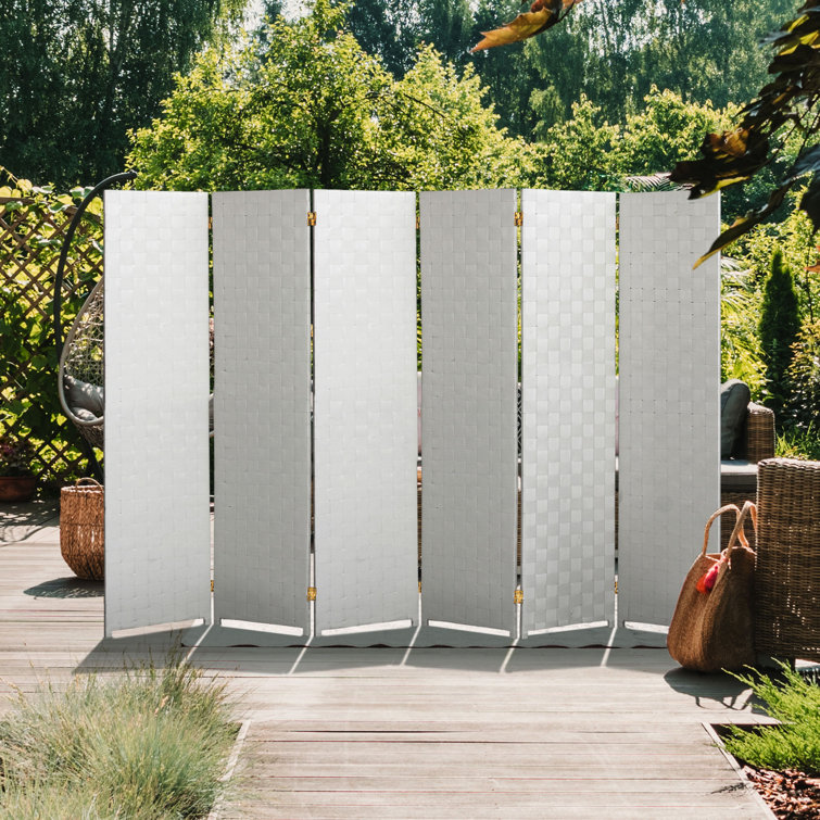 Black Woven Vinyl 6 ft. Tall Folding Room Divider