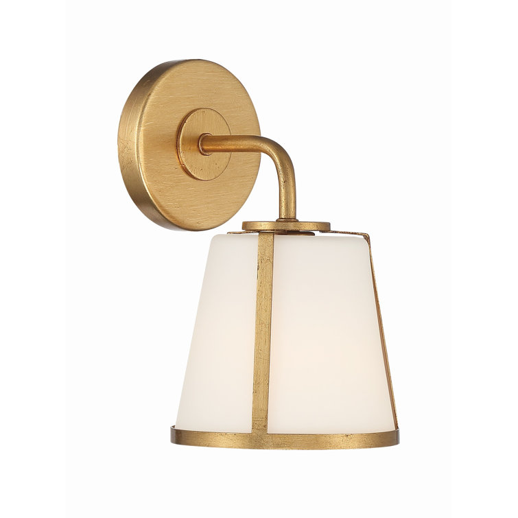 Antique Gold Fulton 1-Light Sconce with Etched Opal Shade