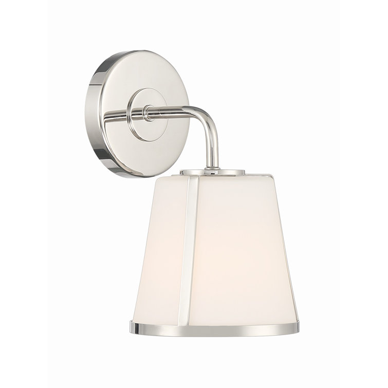 Elegant Polished Nickel Outdoor Wall Sconce with White Etched Opal Shade