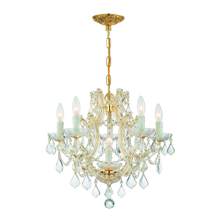 Gold Mini Crystal Candle Chandelier with Clear Italian Crystals