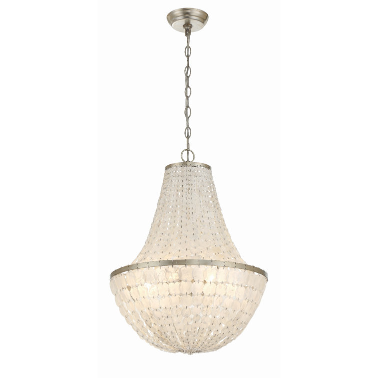 Brielle Antique Silver 6-Light Chandelier with Capiz Shells