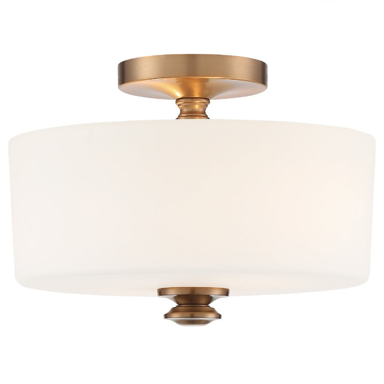 Vibrant Gold Glass Drum LED Indoor/Outdoor Ceiling Light