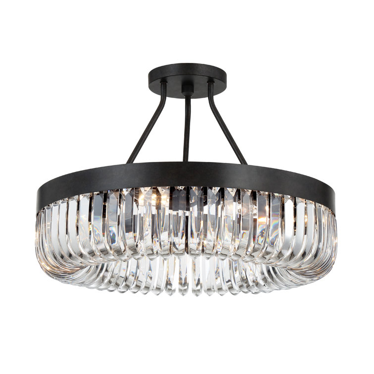 Charcoal Bronze 8-Light Chandelier with Clear Glass Beads