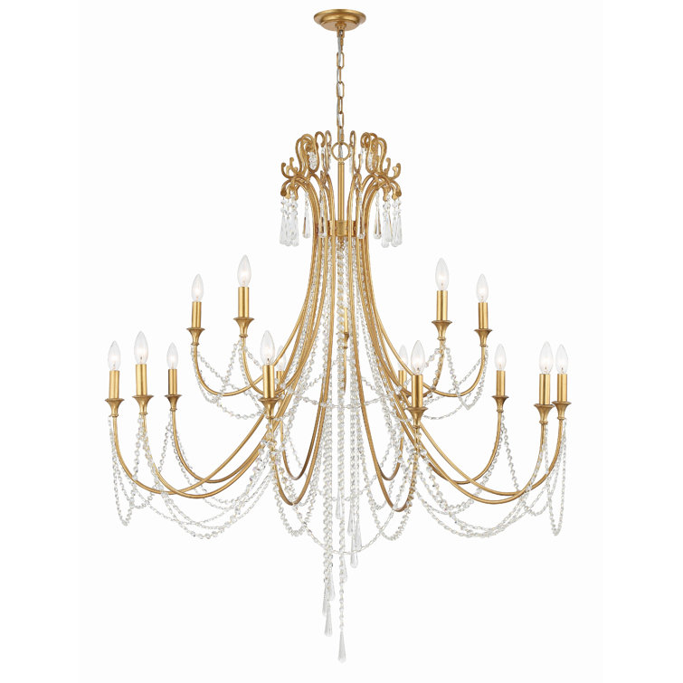 Antique Gold Crystal 15-Light Candle Style Chandelier