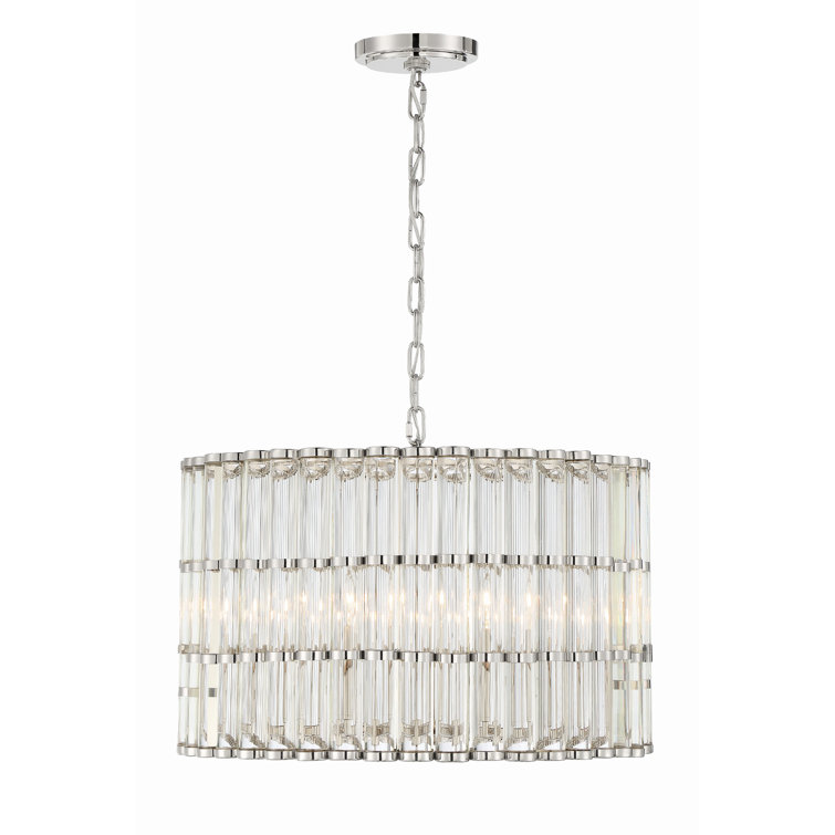 Elliot Polished Nickel 6-Light Chandelier with Clear Glass Beads