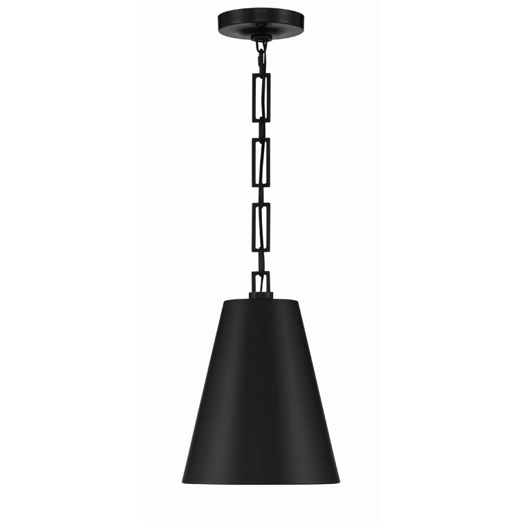 Matte Black and Antique Gold Drum Pendant with Iron Shade