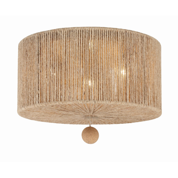 Jessa Burnished Silver 3-Light Jute Drum Ceiling Mount