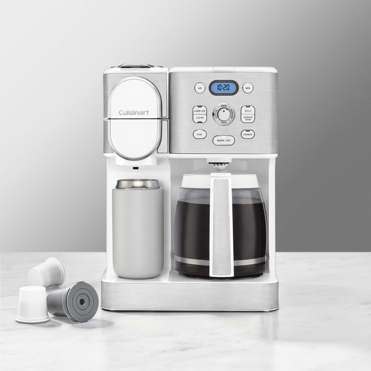 Cuisinart White Stainless Steel 2-in-1 Coffee Maker with Carafe