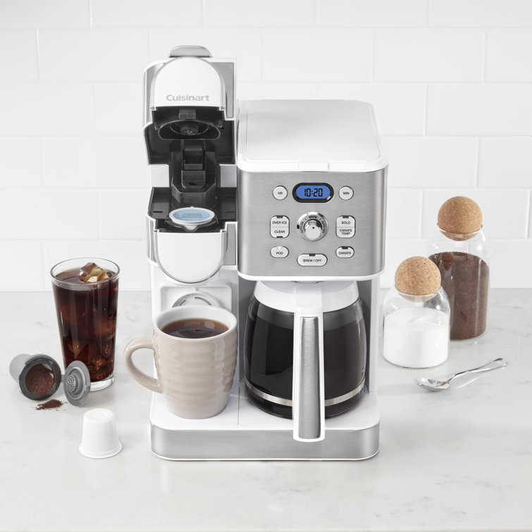 Cuisinart White Stainless Steel 2-in-1 Coffee Maker with Carafe