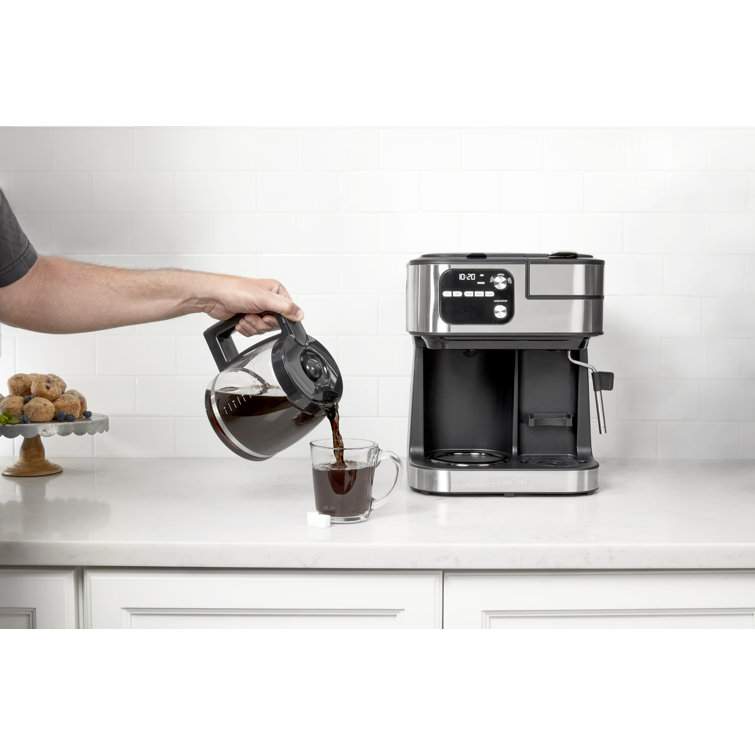 Silver Stainless Steel 12-Cup Coffee Machine with Steam Wand