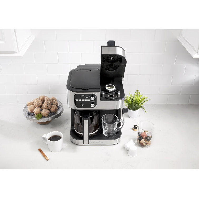 Silver Stainless Steel 12-Cup Coffee Machine with Steam Wand