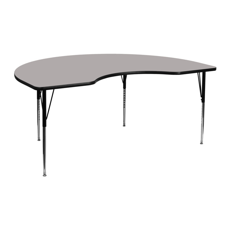 Adjustable 48''x96'' Kidney-Shaped Gray Laminate Activity Table