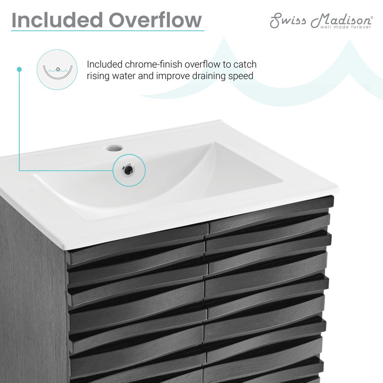 Black Freestanding 24" Single Bathroom Vanity with Raised Paneling