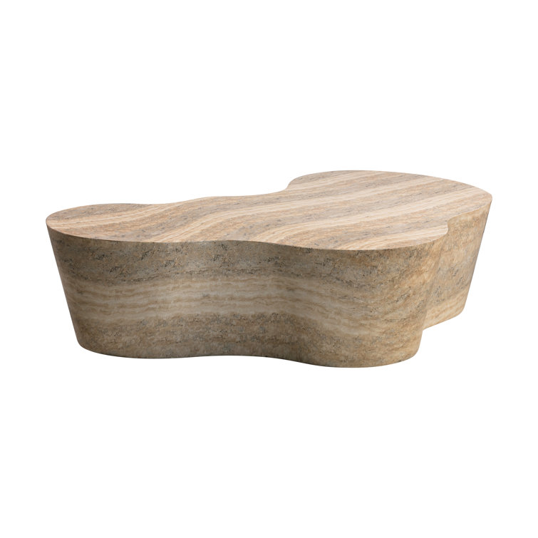 Free Form Travertine Concrete Outdoor Coffee Table