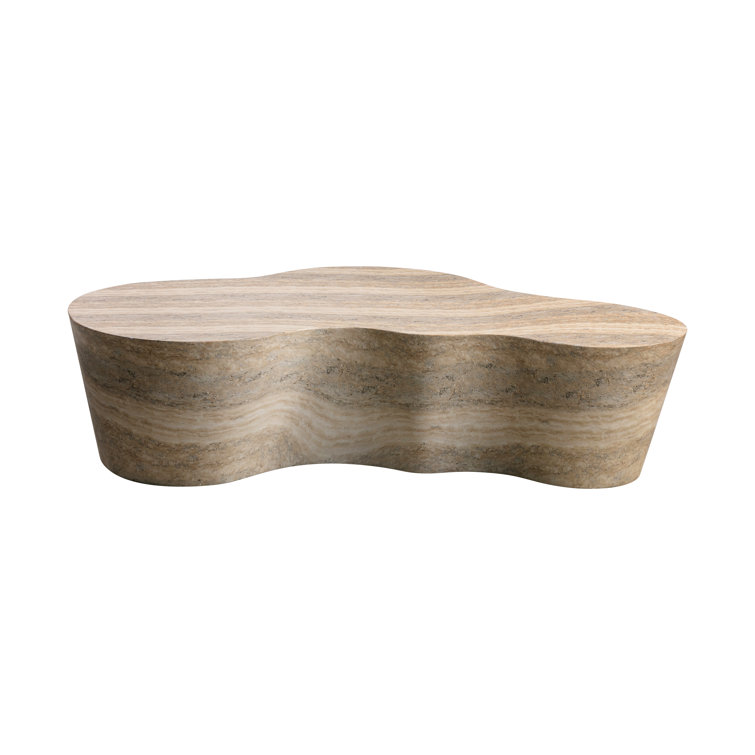 Free Form Travertine Concrete Outdoor Coffee Table