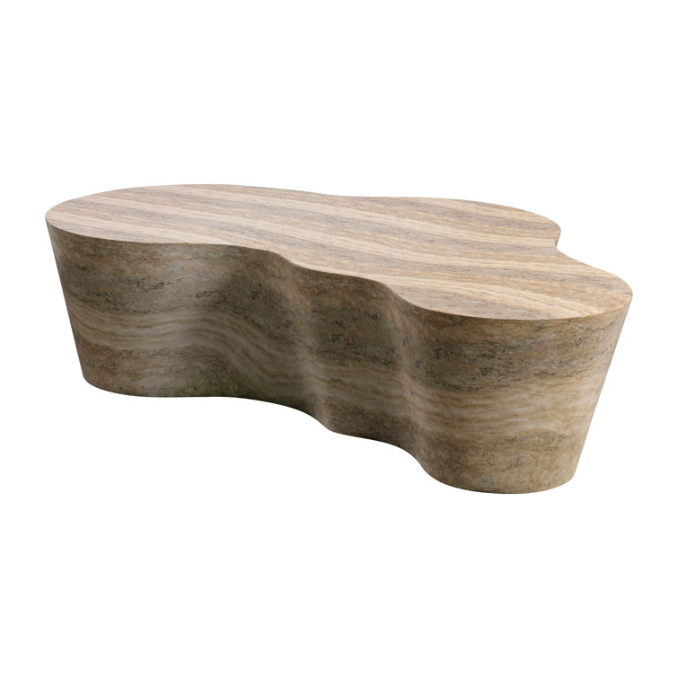 Free Form Travertine Concrete Outdoor Coffee Table