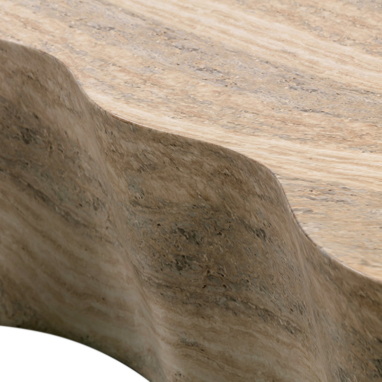 Free Form Travertine Concrete Outdoor Coffee Table