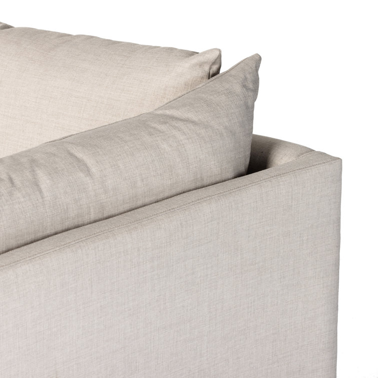 Bennett Moon Fabric Tuxedo Arm Sofa with Removable Cushions