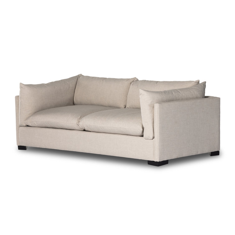 Bennett Moon Fabric Tuxedo Arm Sofa with Removable Cushions