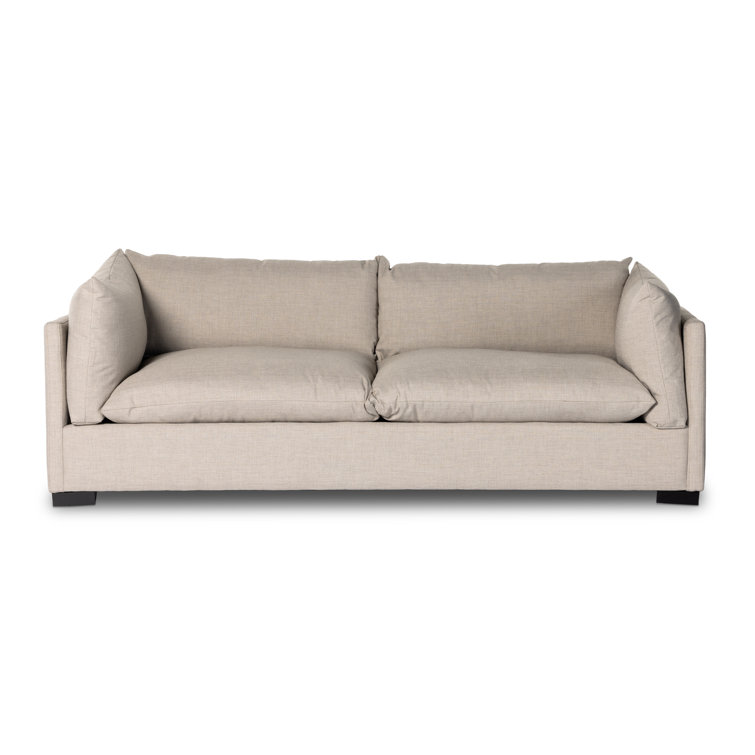 Bennett Moon Fabric Tuxedo Arm Sofa with Removable Cushions