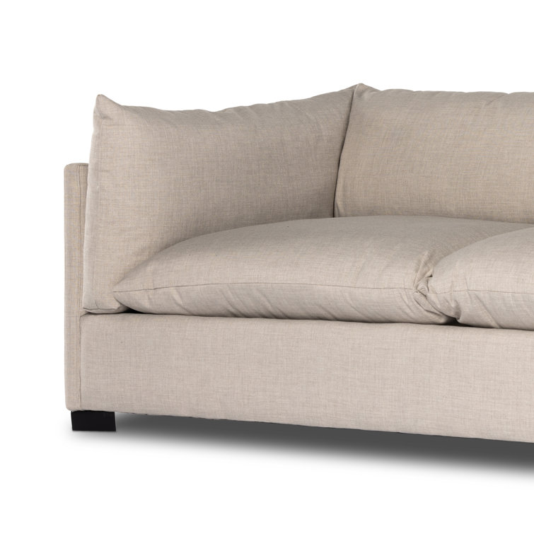 Bennett Moon Fabric Tuxedo Arm Sofa with Removable Cushions