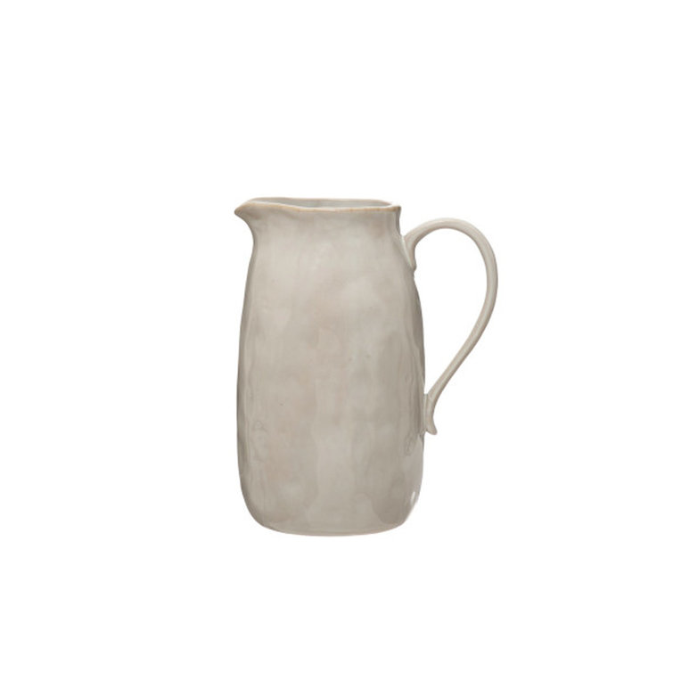 Gray Stoneware Pitcher with Reactive Glaze Finish