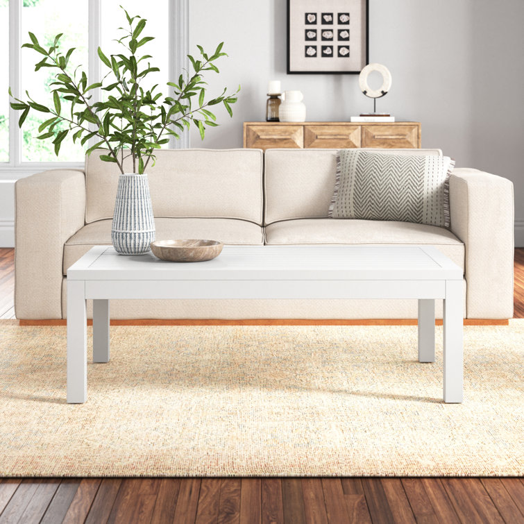 White Aluminum Rectangular Outdoor Coffee Table