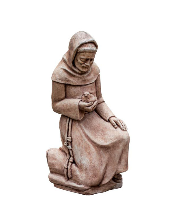 Brownstone Cast Stone Kneeling St. Francis Garden Statue