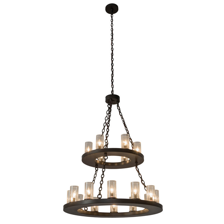 Timeless Bronze 18-Light Wagon Wheel Chandelier with Clear Glass