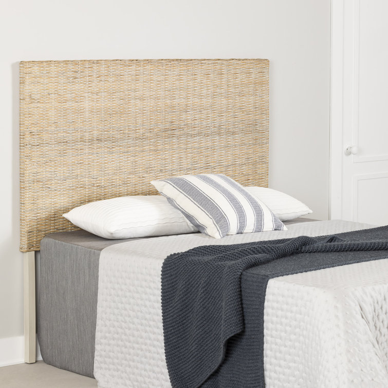 Queen White Washed Rattan Wicker Headboard