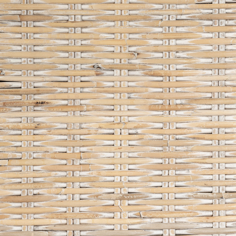Queen White Washed Rattan Wicker Headboard