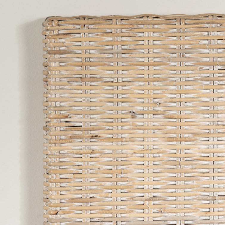 Queen White Washed Rattan Wicker Headboard