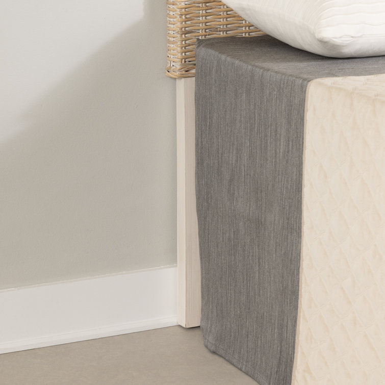 Queen White Washed Rattan Wicker Headboard