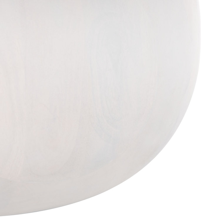 White Wash Round Solid Mango Wood Coffee Table