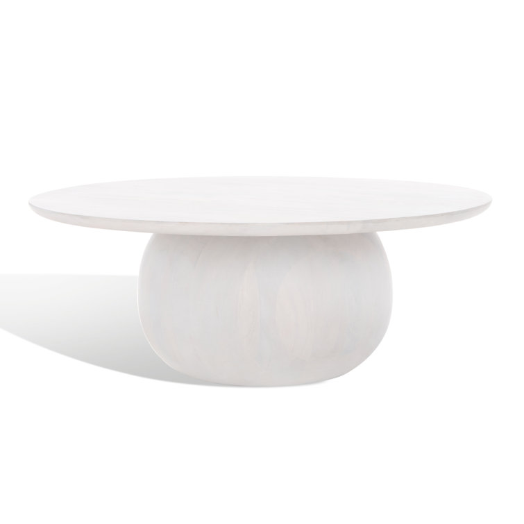 White Wash Round Solid Mango Wood Coffee Table