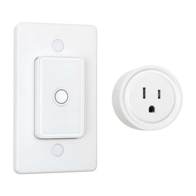 White Wireless Remote Control Light Switch with Plug-in Receiver