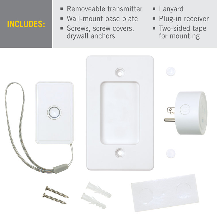 White Wireless Remote Control Light Switch with Plug-in Receiver