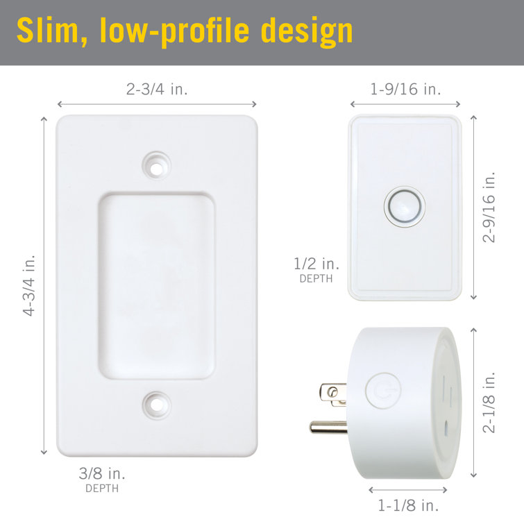 White Wireless Remote Control Light Switch with Plug-in Receiver