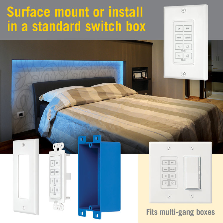 Wireless White Wall Mount LED Dimmer Touchpad
