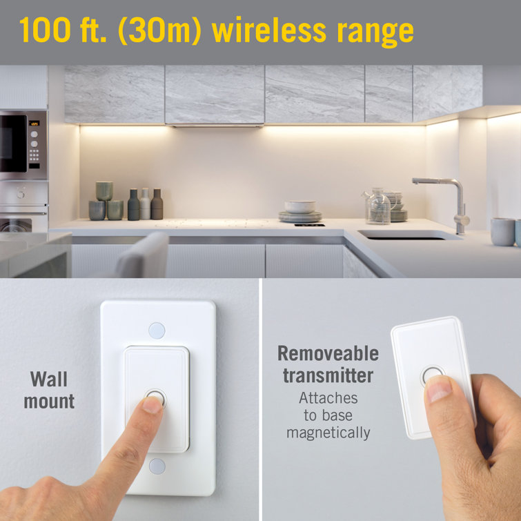 White Wireless Remote Control Light Switch with Plug-in Receiver