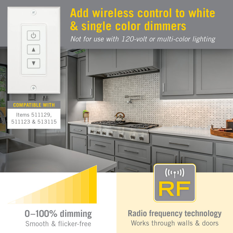 Wireless White LED Dimmer Touchpad Wall Mount