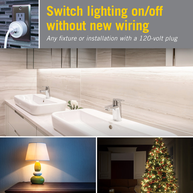White Wireless Remote Control Light Switch with Plug-in Receiver