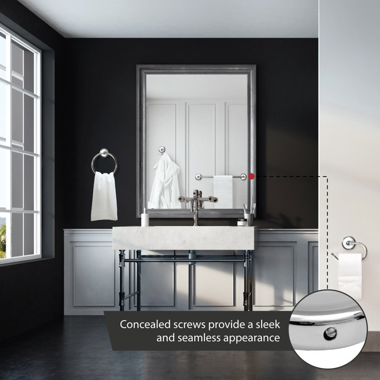 Savannah 24-Inch Polished Chrome and White Wall Mounted Towel Bar