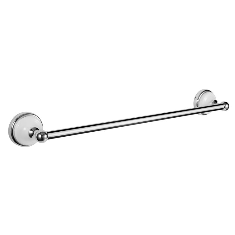 Savannah 24-Inch Polished Chrome and White Wall Mounted Towel Bar
